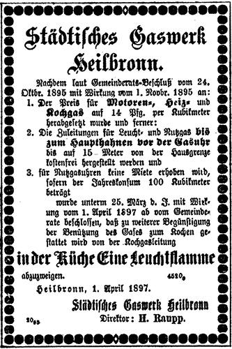 Städtisches Gaswerk Heilbronn - alte Schrift